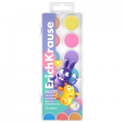 Краски акварельные ERICH KRAUSE 'Jolly Friends Pastel', 12 цветов, пластиковый пенал, европодвес, 61370