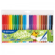Фломастеры 24 ЦВЕТА CENTROPEN 'Colour World', трехгранные, смываемые, вентилируемый колпачок, 7550/24TP, 775502484