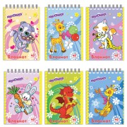 Блокнот МАЛЫЙ ФОРМАТ А7 75х105 мм, 40 л., гребень, картон, клетка, ЮНЛАНДИЯ, 'Мультяшки', 129860