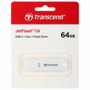 Флеш-диск 64GB TRANSCEND JetFlash 730, USB 3.1, белый, TS64GJF730