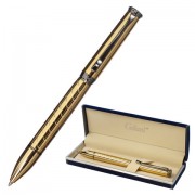 Ручка подарочная шариковая GALANT 'MALBRETT', корпус золотистый, детали оружейный металл, узел 0,7 мм, синяя, 143502