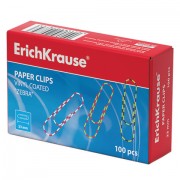 Скрепки ERICH KRAUSE, 33 мм, с цветными полосками 'Zebra', 100 шт., в картонной коробке, 24874