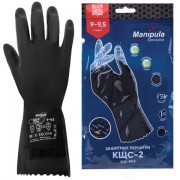 Перчатки латексные MANIPULA 'КЩС-2', ультратонкие, размер 9-9,5, L (большой), черные, L-U-032/CG-943