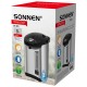 Термопот SONNEN TP-50, 5л, 900 Вт, 1 температурный режим, 3 режима подачи воды, сталь/пластик, серебристый/черный, 456711