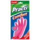 Перчатки МНОГОРАЗОВЫЕ латексные PACLAN 'Practi Comfort', хлопчатобумажное напыление, размер 8,5-9, L (большой), розовые, вес 66 г, 407272