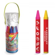 Набор для творчества ERICH KRAUSE 'Artberry': 12 утолщенных восковых карандашей + 3 пазла, пластиковый тубус с ручкой, 34811