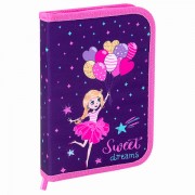 Пенал с наполнением BRAUBERG, 1 отделение, 1 откидная планка, полиэстер, 24 предмета, 21х14 см, 'Sweet dream', 270316