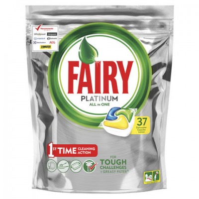 Таблетки для посудомоечных машин 37 шт. FAIRY Platinum All in 1, 'Лимон', капсулы, 1009406