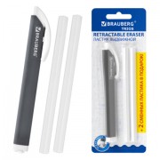 Ластик выдвижной + 2 сменных ластика BRAUBERG 'TRIOS', 124х12х12 мм, графитовый корпус, 272692