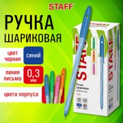 Ручка шариковая STAFF 'CANDY NEON', СИНЯЯ, корпус ассорти, игольчатый узел 0,6 мм, линия письма 0,3 мм, 144234