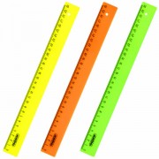 Линейка пластиковая 30 см, ПИФАГОР, неоновая, ассорти, 210608