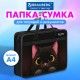 Папка на молнии с ручками BRAUBERG А4, 1 отделение, пластик, 80 мм, 'Big black cat', 274495