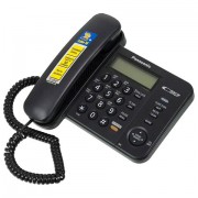 Телефон PANASONIC KX-TS2358RUB, черный, память 50 номеров, АОН, спикерфон, ЖК дисплей с часами, тональный / импульсный режим