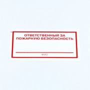 Знак 'Ответственный за пожарную безопасность', КОМПЛЕКТ 10 штук, 100*200 мм, пленка, F21