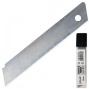 Лезвия для ножей 18 мм КОМПЛЕКТ 10 ШТ., толщина лезвия 0,38 мм, в пластиковом пенале, STAFF 'Basic', 235466