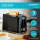 Тостер SCARLETT SC-TM11020, 700 Вт, 2 тоста, 7 режимов, механическое управление, пластик, черный