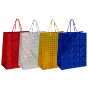 Пакет подарочный 26x13x32 см (L), НАБОР 4 шт., 4 дизайна, голография, ЗОЛОТАЯ СКАЗКА, 609734