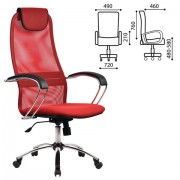 Кресло офисное МЕТТА 'BK-8CH', ткань-сетка, хром, красное