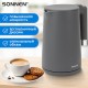 Чайник электрический с двойными стенками SONNEN KT-8719G, 1,5 л, 2200 Вт, графитовый, 454693
