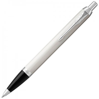 Ручка шариковая PARKER 'IM Core White Lacquer CT', корпус белый глянцевый лак, хромированные детали, синяя, 1931675