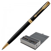 Ручка шариковая PARKER 'Sonnet Core Matt Black GT Slim', тонкая, корпус черный матовый лак, позолоченные детали, черная, 1931520