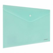 Папка-конверт с кнопкой BRAUBERG 'Pastel', А4, матовая непрозрачная, аквамарин, ПРОЧНАЯ 0,2 мм, 272880