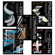 Тетрадь обложка пластик с печатью, А5, 80 л., скоба, клетка, HATBER, 'Хештег' (микс в спайке), 090260, 80Т5В1пл