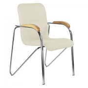 Кресло для приемных и переговорных BRABIX 'Samba CF-103', хром, бук (D-1), к/з бежевый, собрано, 532757
