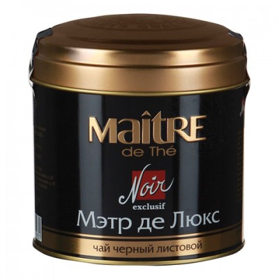 Чай MAITRE (Мэтр) 'Мэтр де Люкс', черный, листовой, жестяная банка, 100 г, бар165р