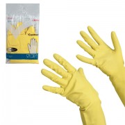 Перчатки хозяйственные резиновые VILEDA 'Контракт' с х/б напылением, размер XL (очень большой), желтые, 102588