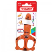 Ножницы ПИФАГОР 'Тигренок', 120 мм, с безопасными пластиковыми лезвиями, оранжевые, картонная упаковка с европодвесом, 236858