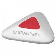 Ластик BRAUBERG 'Trios PRO', 36*36*9мм, белый, треугольный, красный пластиковый держатель, 229559