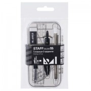 Готовальня STAFF 'College' 9 предметов: циркуль 120 мм, чертежные принадлежности, механический карандаш, пластиковый пенал, 210863