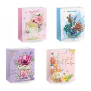 Пакет подарочный (1 штука) 33х13х45 см (XL), 'Flower Mix', ассорти, глиттер, фольга, ЗОЛОТАЯ СКАЗКА, 700825