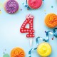 Свеча-цифра для торта '4' 'С глазками', 6 см, ЗОЛОТАЯ СКАЗКА, с держателем, в блистере, 591407