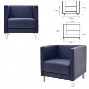 Кресло мягкое 'Атланта', 'М-01', 700х670х715 мм, c подлокотниками, экокожа, темно-синее
