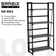 Стеллаж на металлокаркасе BRABIX 'LOFT SH-001', 600х300х1250 мм, складной, цвет дуб антик, 641229