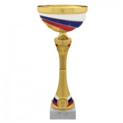 Кубок металлический 'Верослав' (120х120х300 мм), основание мрамор, 'золото'/триколор, стем красный, 8192-300-000
