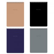 Блокнот А5 146х206 мм, 60 л., гребень, картон, жесткая подложка, клетка, BRAUBERG 'Minimal Classic', 116426