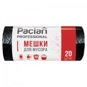 Мешки для мусора 160 л, черные, в рулоне 20 шт., ПВД, 30 мкм, 87х120 см, PACLAN 'Professional', 1338607