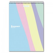 Блокнот БОЛЬШОЙ ФОРМАТ А4, 200х290 мм, 80 л., гребень, подложка, клетка, кросс-серия 'PASTEL', BRAUBERG, 117032