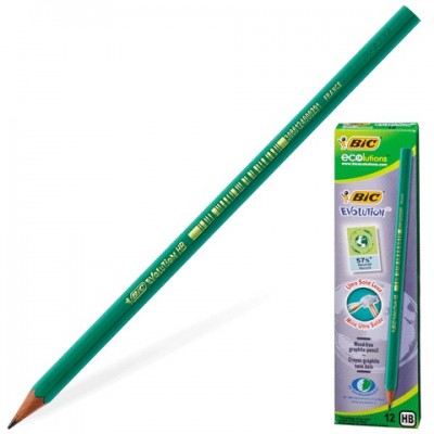 Карандаш чернографитный BIC, 1 шт., 'Evolution', HB, без резинки, пластиковый, корпус зеленый, заточенный, 8803112