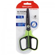 Ножницы BRAUBERG 'JET Special', салатовые, 175 мм, 3-сторонняя заточка, тефлоновое покрытие, 238851