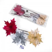 Украшение елочное 1 шт., 'Цветок', диаметр 22 см, длина 20 см, ассорти 3 дизайна, ЗОЛОТАЯ СКАЗКА, 592420