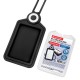 Бейдж вертикальный для пропуска и ID-карт, СИЛИКОНОВЫЙ, 85х54 мм, шнурок 42 см, черный, BRAUBERG, 238904