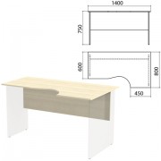 Столешница, царга стола эргономичного 'Канц' 1400х800х750 мм, правый, цвет дуб молочный, СК30.15.1