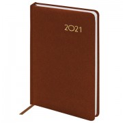 Ежедневник датированный 2021 А5 (138х213 мм) BRAUBERG 'Select', балакрон, коричневый, 111401