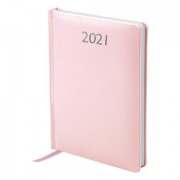 Ежедневник датированный 2021 А5 (138х213 мм) BRAUBERG 'Profile', балакрон, светло-розовый, 111386