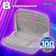 Пенал-органайзер BRAUBERG, 1 отделение, С НАКЛЕЙКАМИ, молния вокруг, канвас, 22x15х6 см, фиолетовый, 273594