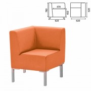 Кресло мягкое угловое 'Хост' М-43, 620х620х780 мм, без подлокотников, экокожа, оранжевое